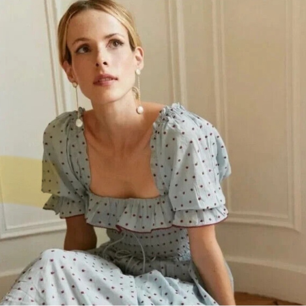 Dōen Sol Dress in Azure Swiss Dot - Picture 9 of 12